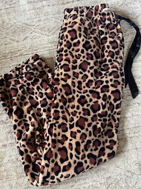 Plush leopard print pajama pants
